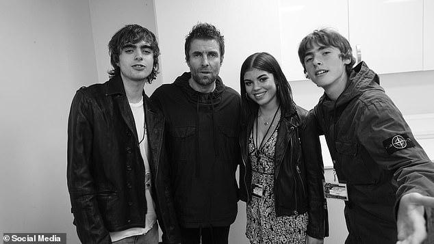 Rocker Gene (far right), is the son Liam shares with Nicole, while Lennon (far left), is from his first marriage to Patsy (pictured together with Molly last year)