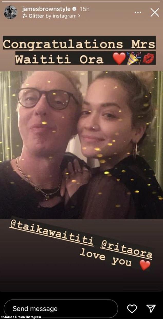 Congratulations! Rita Ora's close friend hairstylist James Brown confirmed on Wednesday that she has married Taika Waititi